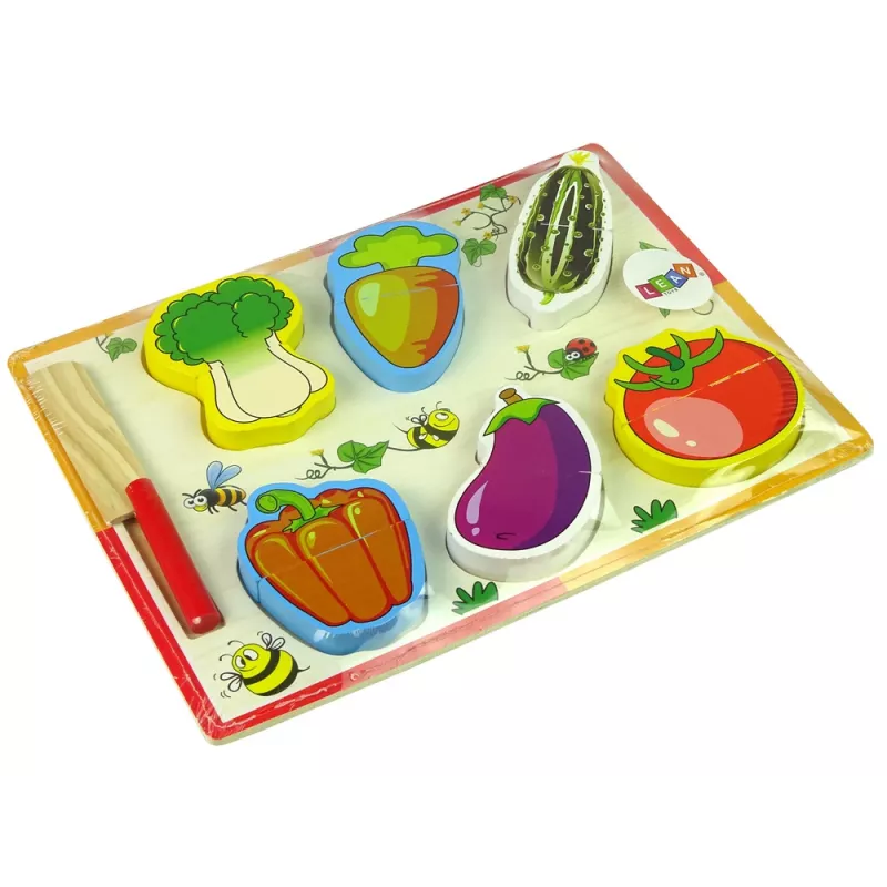 LEAN TOYS Drevená sada na krájanie zeleniny 6-dielna paradajka paprika uhorka