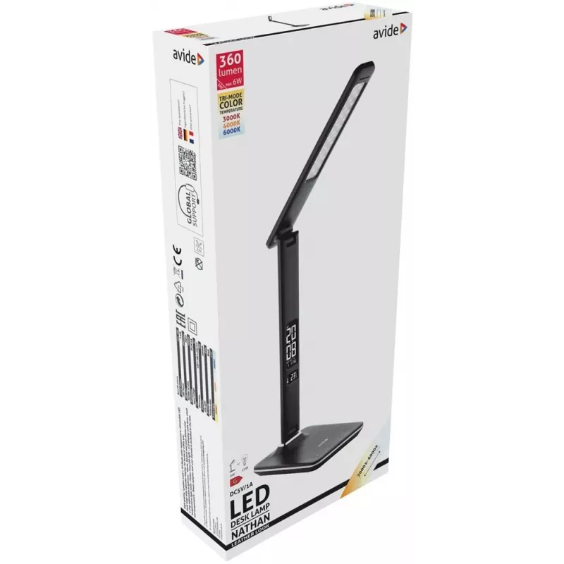 Avide LED stolová lampa kancelária kalendár čierna 6W 350lm