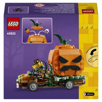 LEGO 40822 Jack-O'-Lantern Pickup Truck stavebnica – 200 dielov, minifigúrka strašiaka, halloweensky dekoračný model
