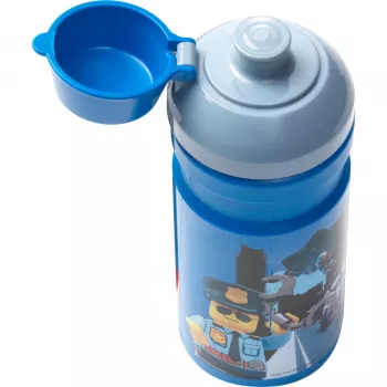LEGO City fľaša na pitie 390 ml modrá s mäkkým silikónovým výpustom a priesvitným viečkom, PP/silikón, 1 ks (40561735)