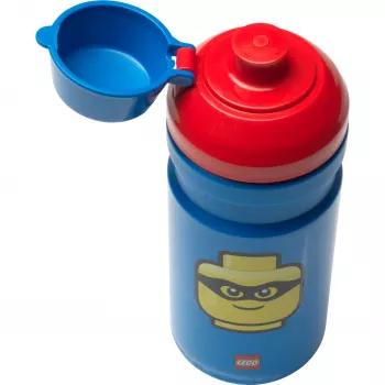 LEGO Iconic fľaša na pitie 390 ml modrá so silikónovým výpustom a priesvitným viečkom