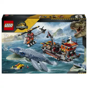 LEGO Jurassic World 77983 Mosasaurus Dinosaur Boat Attack (280 dielov, 3 minifigúrky, od 7 rokov)