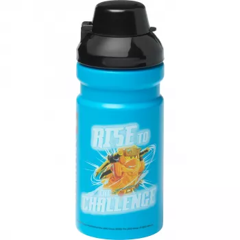 LEGO NINJAGO fľaša na pitie 390 ml modrá so silikónovým výpustom a priesvitným viečkom PP/silikón