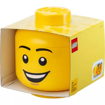 LEGO Storage Head Happy Boy veľká žltá 8.5L polypropylénová úložná nádoba v tvare hlavy minifigúrky (40320820)