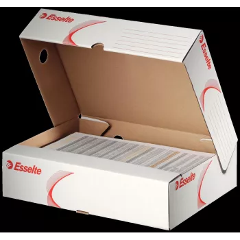 LEITZ 128004 archivačná krabica A4 80 mm chrbát biela/červená kartón, balenie 25 ks