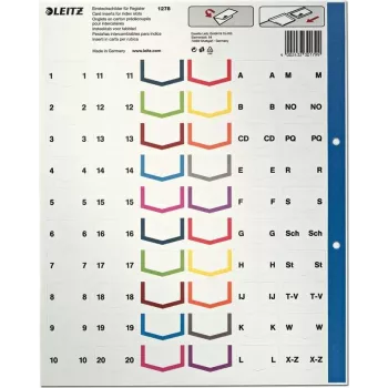 LEITZ A4 extra široké blanko plastové registre, 20-dielne, univerzálne dierovanie, priesvitne biely 1278-00-00