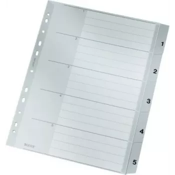 LEITZ A4 Extra Wide PP indexové oddeľovače 1-5, sivá s popisovateľným krycím listom 1283-00-85
