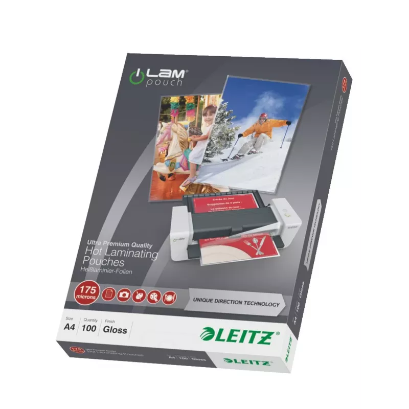 Leitz A4 laminovacie fólie, lesklé krištáľovo číre, 100 mikrónov, balenie 100 ks 7483-00-00