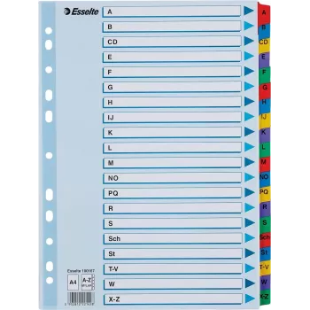 Esselte A4 Mylar Register A-Z, 20-dielny, viacfarebný (100167)