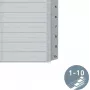 LEITZ A5 plastový register, číslovaný 1-10, sivý, 10-dielny, polypropylén, 0,12 mm, s popísateľným krycím listom 1285-00-00