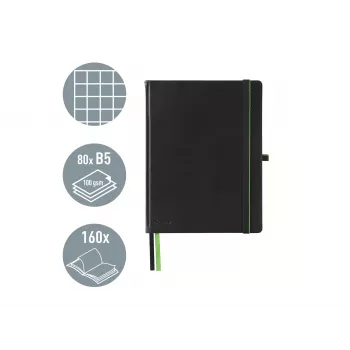 LEITZ Complete Zápisník, formát iPad, štvorčekovaný, 80 listov slonovinový papier 96 g/m², vzhľad kože, čierny 4473-00-95