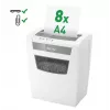 LEITZ IQ Home Office S P-4 skartovačka s čiastočkovým rezom, 8 listov, 10 L, biela (80360000)