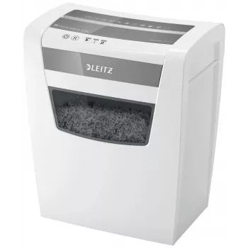 LEITZ IQ Home Office S P-4 skartovačka s čiastočkovým rezom, 8 listov, 10 L, biela (80360000)