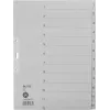 LEITZ Manila register, numerický 1-12, A4 extra široký, sivá, 12-dielny, 100 g/m², dierovanie 80 mm, spevnené otvory 1233-00-85
