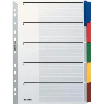 LEITZ Mylar kartónový register, blanko, A4, 5-dielny, sivé záložky, 160 g/m², s popisovateľným krycím listom 4320-00-00