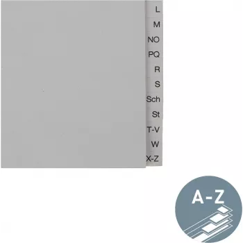 LEITZ registrované listy z trvanlivého papiera, A-Z, A4, polovičná výška, 20 dielov sivá, 100 g/m², dierovanie 80 mm, s vystužením dier (6095-00-85)