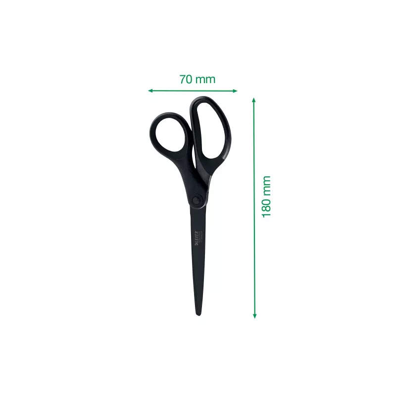 Leitz Titanium Quality nožnice 180 mm, čepele z nehrdzavejúcej ocele s titánovým povlakom, ergonomické soft-grip rukoväte, čierna/červená, na papier a látku 5419-60-95