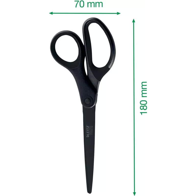 Leitz Titanium Quality nožnice 180 mm, čepele z nehrdzavejúcej ocele s titánovým povlakom, ergonomické soft-grip rukoväte, čierna/červená, na papier a látku 5419-60-95