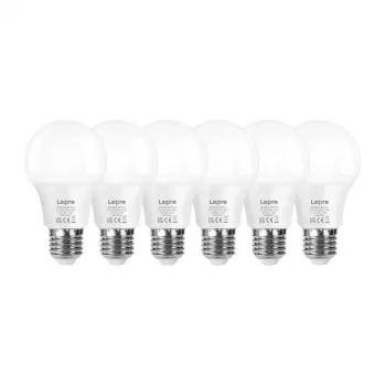 LEPRO 100089-WW-EU-6 LED žiarovka, E27, A60, 8,5 W (zodpovedá 60 W), 806 lm, 2700 K teplá biela, 180° uhol vyžarovania, balenie 6 ks