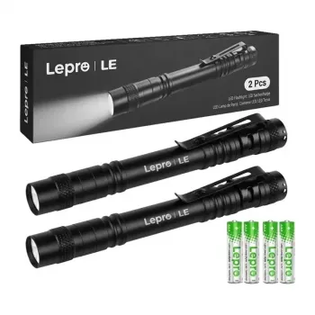 LEPRO 120023-2 baterka balenie 2 ks, 1000 lúmenov LED taktická baterka, IPX4 vodoodolná, nastaviteľné zaostrenie, 5 režimov, letecký hliník, čierna