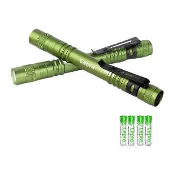 LEPRO 120023L-GN-2 LED baterka, 2 balenie, 1000 lúmenov, zoom, IPX4 odolná proti vode, 5 režimov, CREE XPE, čierna