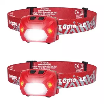 LEPRO 320014-R-2 USB nabíjateľná LED čelovka, 300 lm, balenie 2 ks