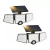 LEPRO 640003-DW-a-2 solárna pouličná lampa so senzorom pohybu a súmraku, balenie 2 ks, 1500 lúmenov, 6500K studená biela, IP65 vodotesná, nástenná montáž, LED
