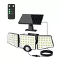 LEPRO 640005-DW solárna lampa, 3000 lm, 6500K, 3 nastaviteľné hlavy, 270° osvetlenie, IP65, senzor pohybu, 2400 mAh
