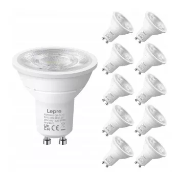 LEPRO GU10 LED žiarovka 3,6W 345lm 6500K denné biele svetlo 38° uhol vyžarovania 10 balenie