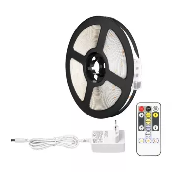 LEPRO PR410049-DWW-EU RGB LED pás, 5m, 150 LED, 24-tlačidlový IR diaľkový ovládač, stmievateľný, samolepiaci, 12V, interiér
