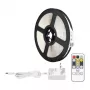 LEPRO PR410049-DWW-EU RGB LED pás, 5m, 150 LED, 24-tlačidlový IR diaľkový ovládač, stmievateľný, samolepiaci, 12V, interiér