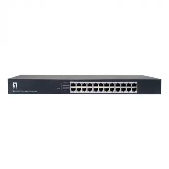LevelOne GEU-2432 24-port Gigabit Ethernet switch, 4-mód DIP switch, 19 palcový rackmount, unmanaged, kovové puzdro