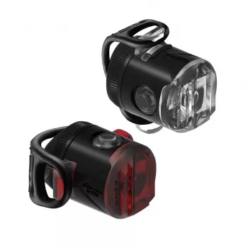 Lezyne LED svetelná sada USB pár – 200 lúmenov vpredu & 10 lúmenov vzadu, IPX7, integrované USB nabíjanie
