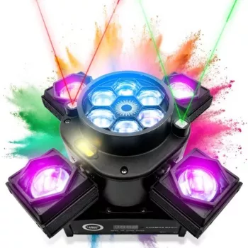 LIGHT4ME COSMOS BASIC pohyblivé multi-efektové osvetľovacie zariadenie s RGBW-LED, červenými/zelenými lasermi a stroboskopom