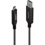 LINDY 10m hybridný optický kábel USB 3.2 Gen 1 Type A na C - čierny