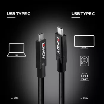 Lindy 43439 USB 3.2 Gen 2 Aktívny kábel USB-C na USB-C, 8 m, 10 Gbps, 8K60, 100 W PD