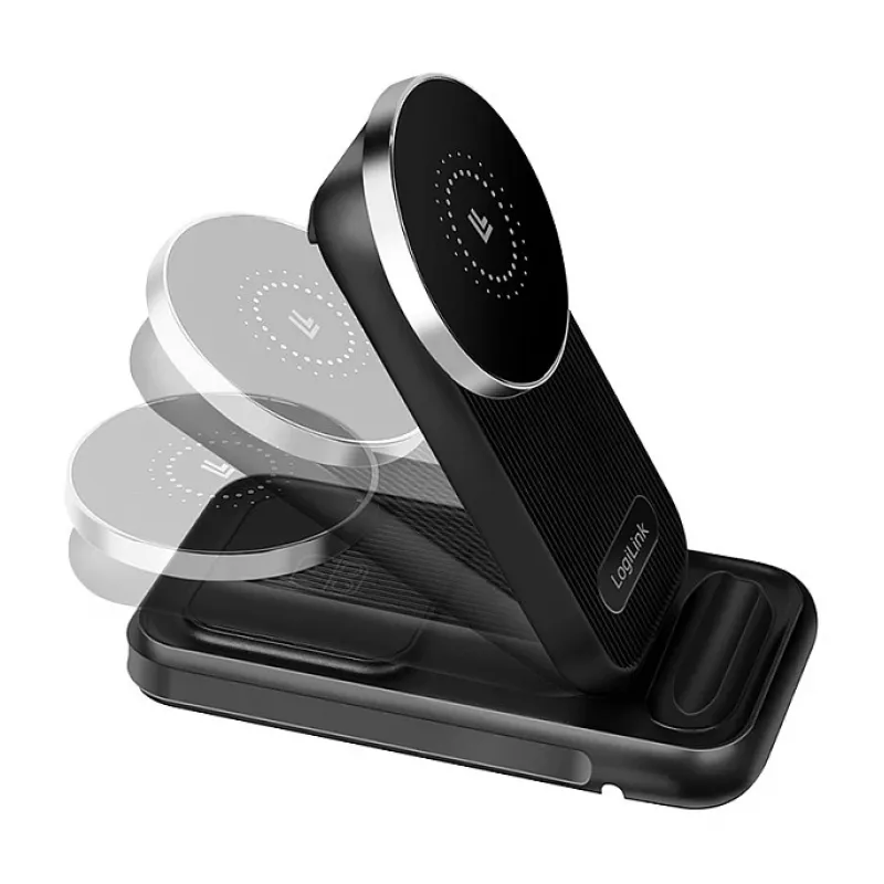 Logilink 4-in-1 bezdrôtová stolná nabíjačka, 15W Qi nabíjacia stanica (PA0292)
