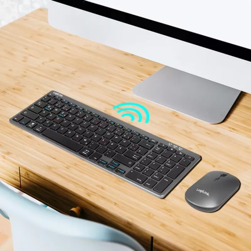 LogiLink ID0215 Bezdrôtová sada klávesnice a myši Bluetooth Dual-Mode, sivá/antracitová