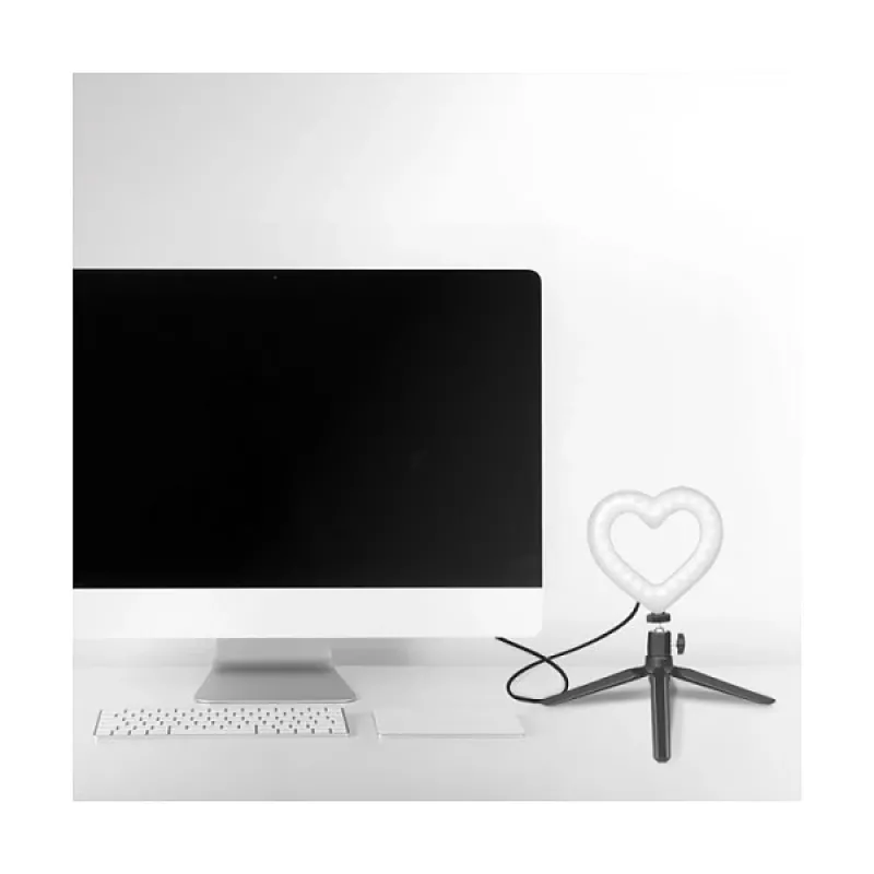 LOGILINK AA0155 LED prstencové prisvetlenie v tvare srdca so statívom, 20,5 cm, 10 stupňov jasu, 3000K-6000K, USB-A
