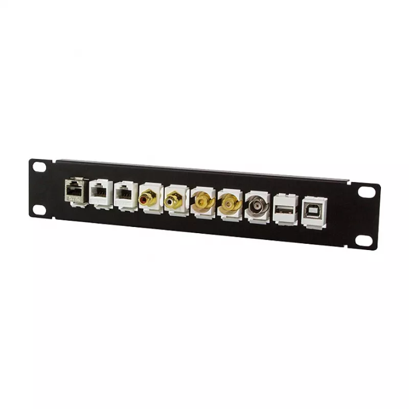 LogiLink ACT108 10-portový Keystone patch panel, 10-palcový rack, 1U, čierny