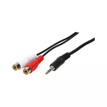 LogiLink audio kábel, 3,5-mm jack konektor samec na 2x RCA konektor samica, čierny, 0,2 m
