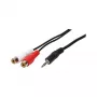LogiLink audio kábel, 3,5-mm jack konektor samec na 2x RCA konektor samica, čierny, 0,2 m