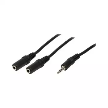 LogiLink audio rozbočovací kábel, 3,5 mm stereo konektor samec na 2x 3,5 mm stereo konektor samica, čierny, 0,2 m