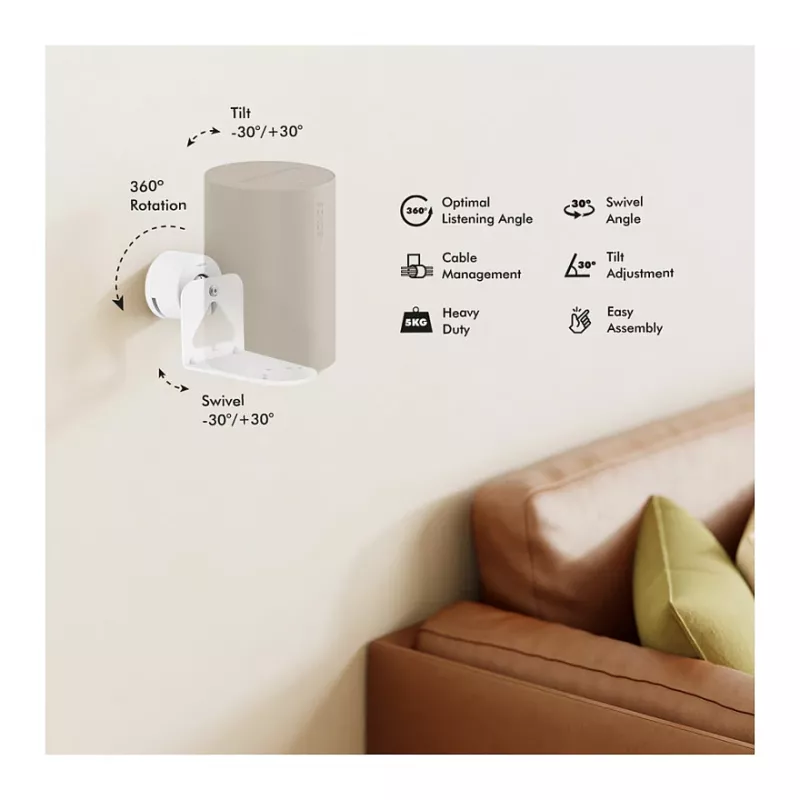 LogiLink BP0207W nástenný držiak reproduktora pre Sonos Era 100 & Era 300, biely, max. 5 kg