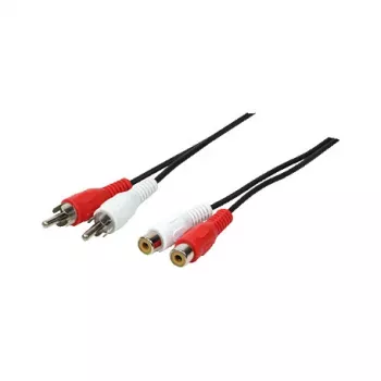 LogiLink CA1037 audio predlžovací kábel, 2x RCA konektor samec na 2x RCA konektor samica, 5 m, čierny