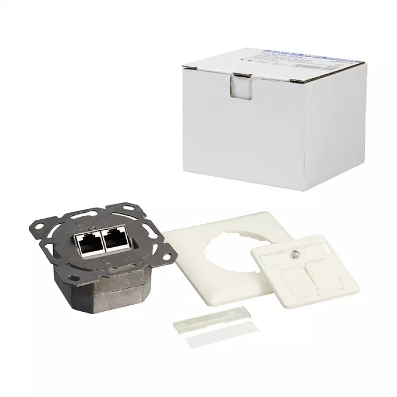 LOGILINK Cat.6 zásuvka na stenu 2xRJ45 STP horizontálna, čisto biela