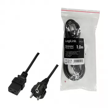 Logilink CP151 napájací kábel, CEE 7/7 na IEC C19, čierny, 1 m