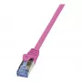 LogiLink CQ3019S CAT 6A S/FTP patch kábel, RJ45, 0,25 m, ružová, LSZH, Snagless