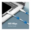 LogiLink CU0320 USB 2.0 Type-C kábel, USB-A na USB-C, 480 Mbps, 60W, nylonový pletený, biely, 0,5 m