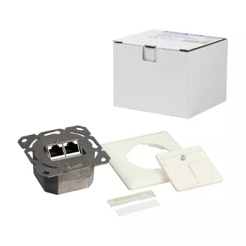 LogiLink DSIT podomietková Cat. 6a tienená 2-port RJ45 zásuvka slonovina